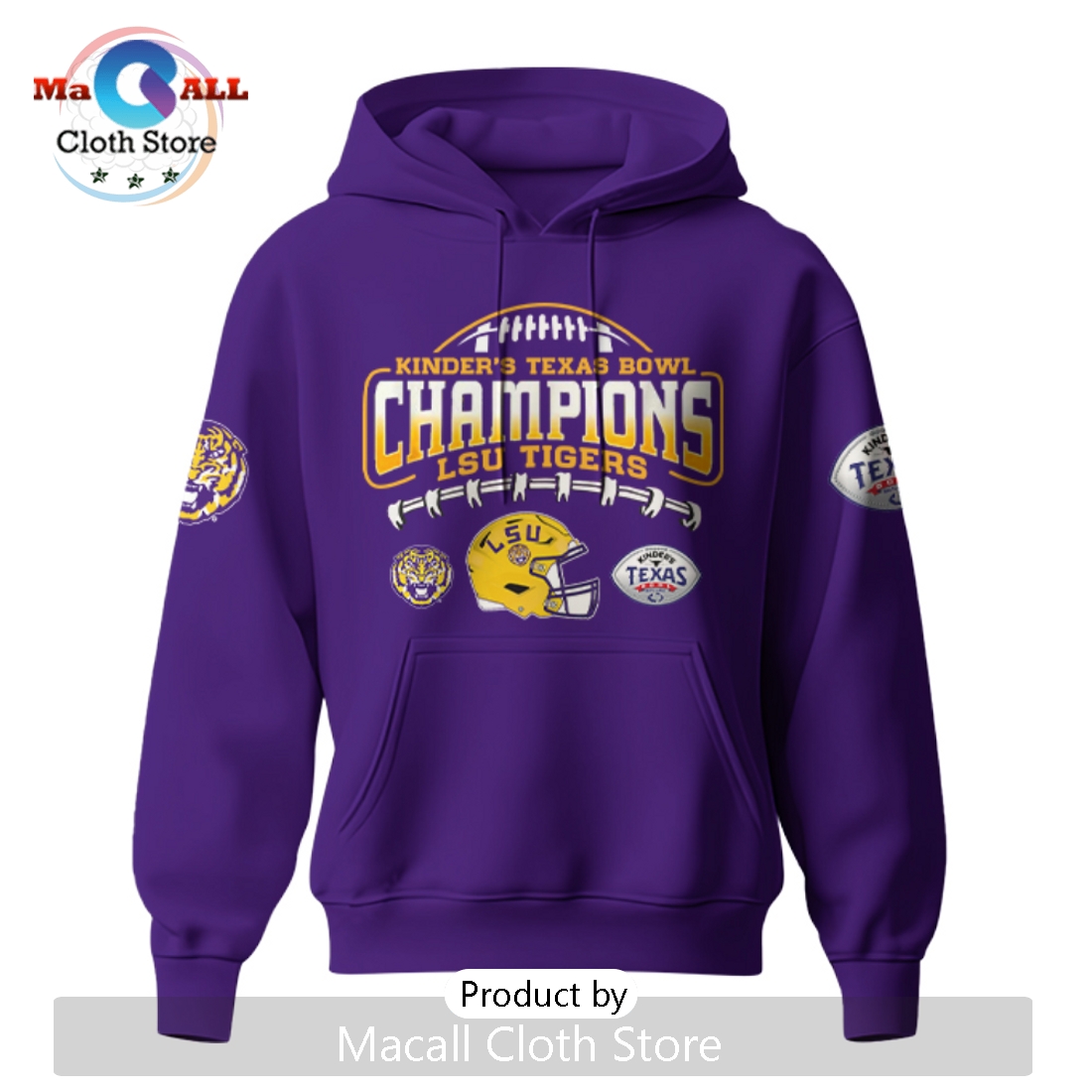 2025 LSU Tigers NCAA Kinder’s Texas Bowl Hoodie 3D