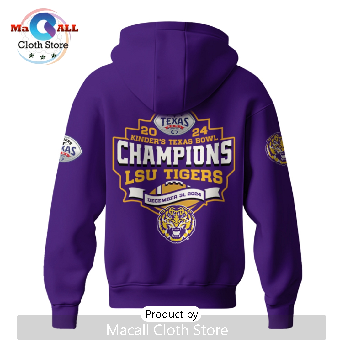 2025 LSU Tigers NCAA Kinder’s Texas Bowl Hoodie 3D