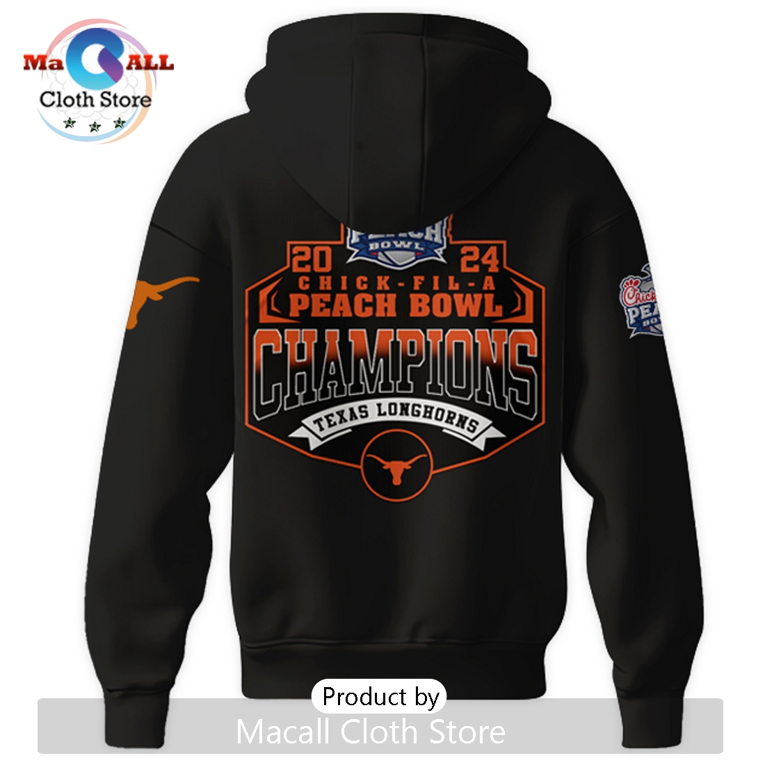 2025 Texas Longhorns Peach Bowl Champions Hoodie 3D