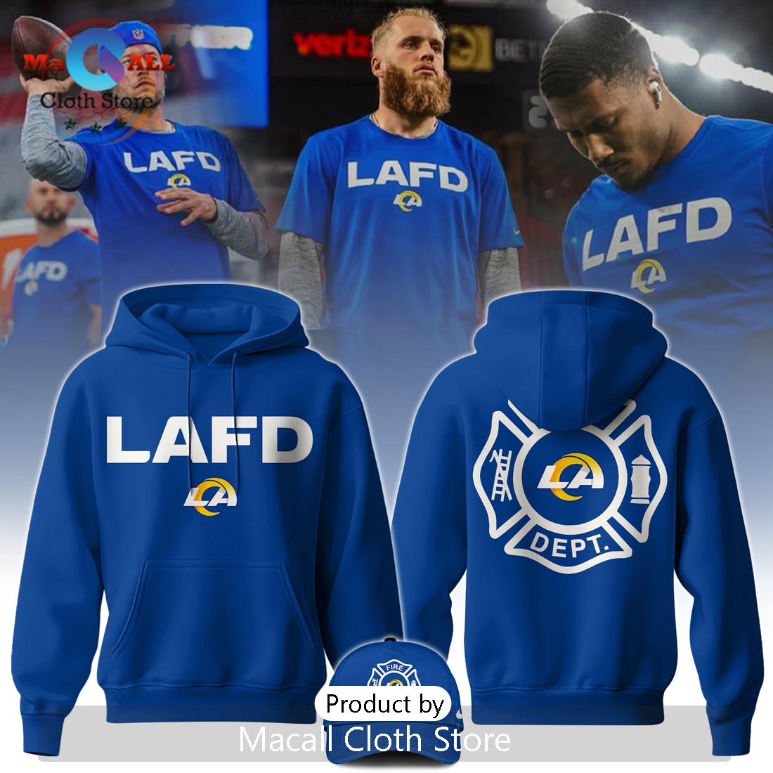 Los Angeles Rams x Los Angeles Fire Department Hoodie 3D Los Angeles Rams x Los Angeles Fire Department Hoodie 3D