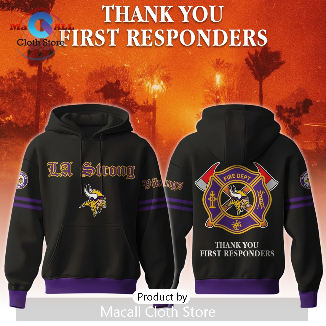 Minnesota Vikings LA Strong Limited Hoodie 3D Minnesota Vikings LA Strong Limited Hoodie 3D