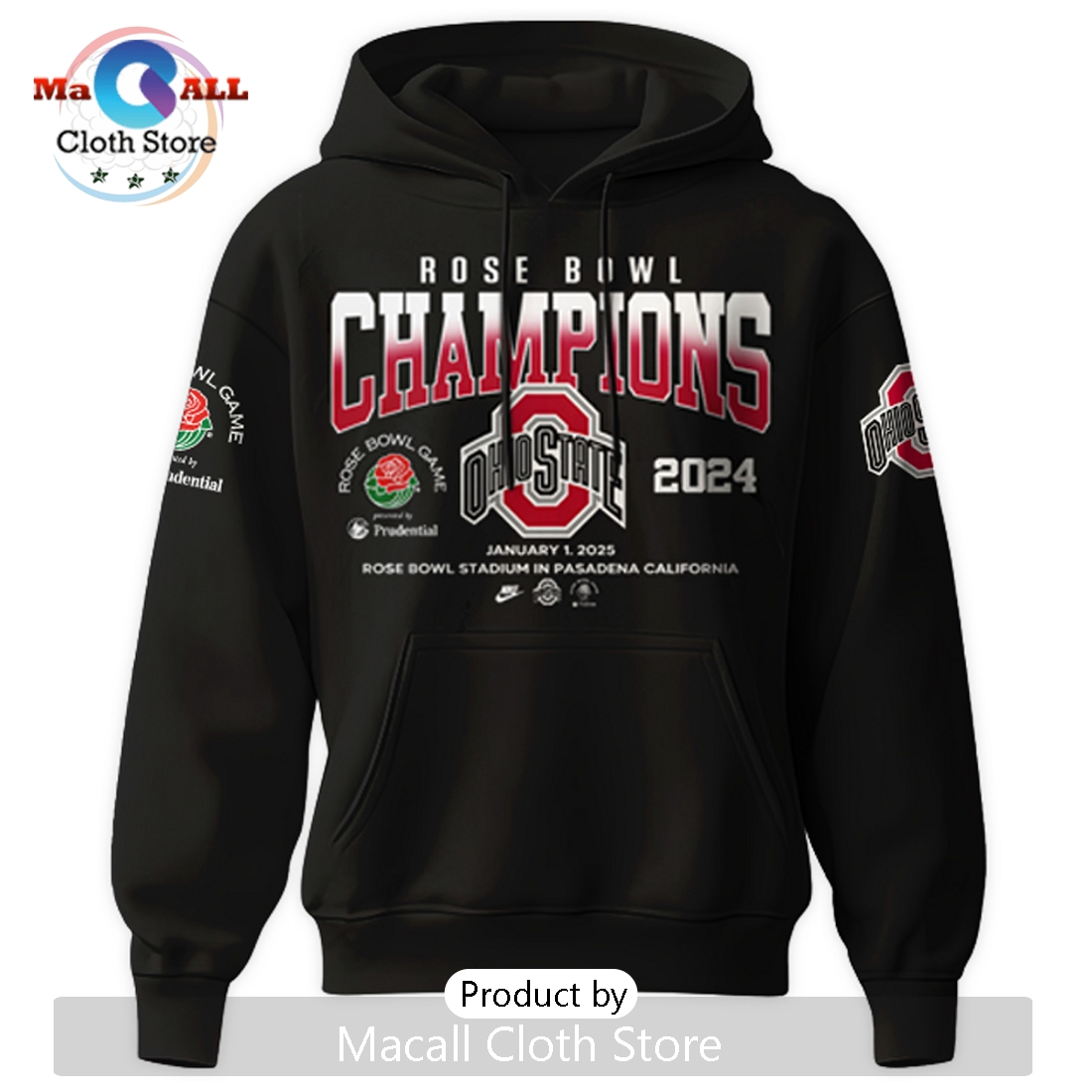 Ohio State Buckeyes 2025 Rose Bowl Champions Hoodie 3D Ohio State Buckeyes 2025 Rose Bowl Champions Hoodie 3D