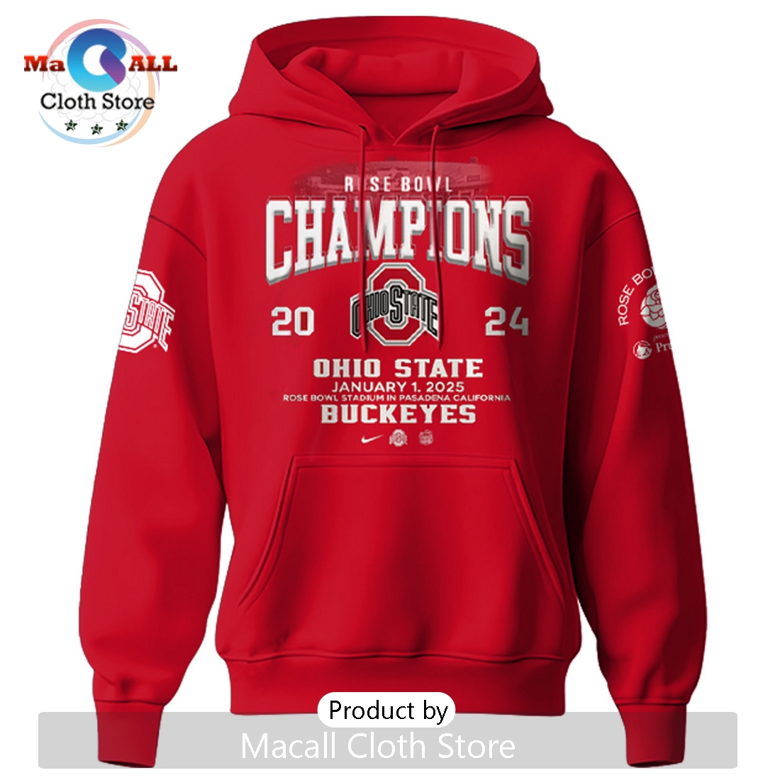 Ohio State Buckeyes Rose Bowl Champions Hoodie 3D Ohio State Buckeyes Rose Bowl Champions Hoodie 3D