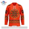 NHL Boston Bruins Custom Hockey Fights Cancer V-shaped Hockey Jersey