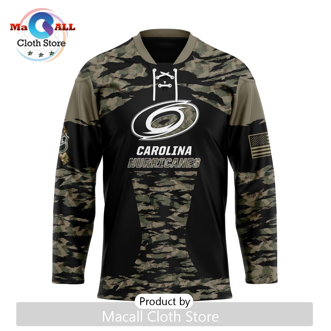 NHL Carolina Hurricanes Custom Camo Honoring Veterans Hockey Jersey