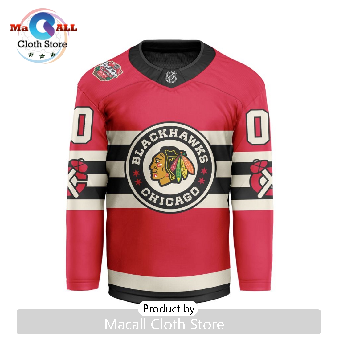 NHL Chicago Blackhawks Custom 2025 Winter Classic V-shaped Hockey Jersey