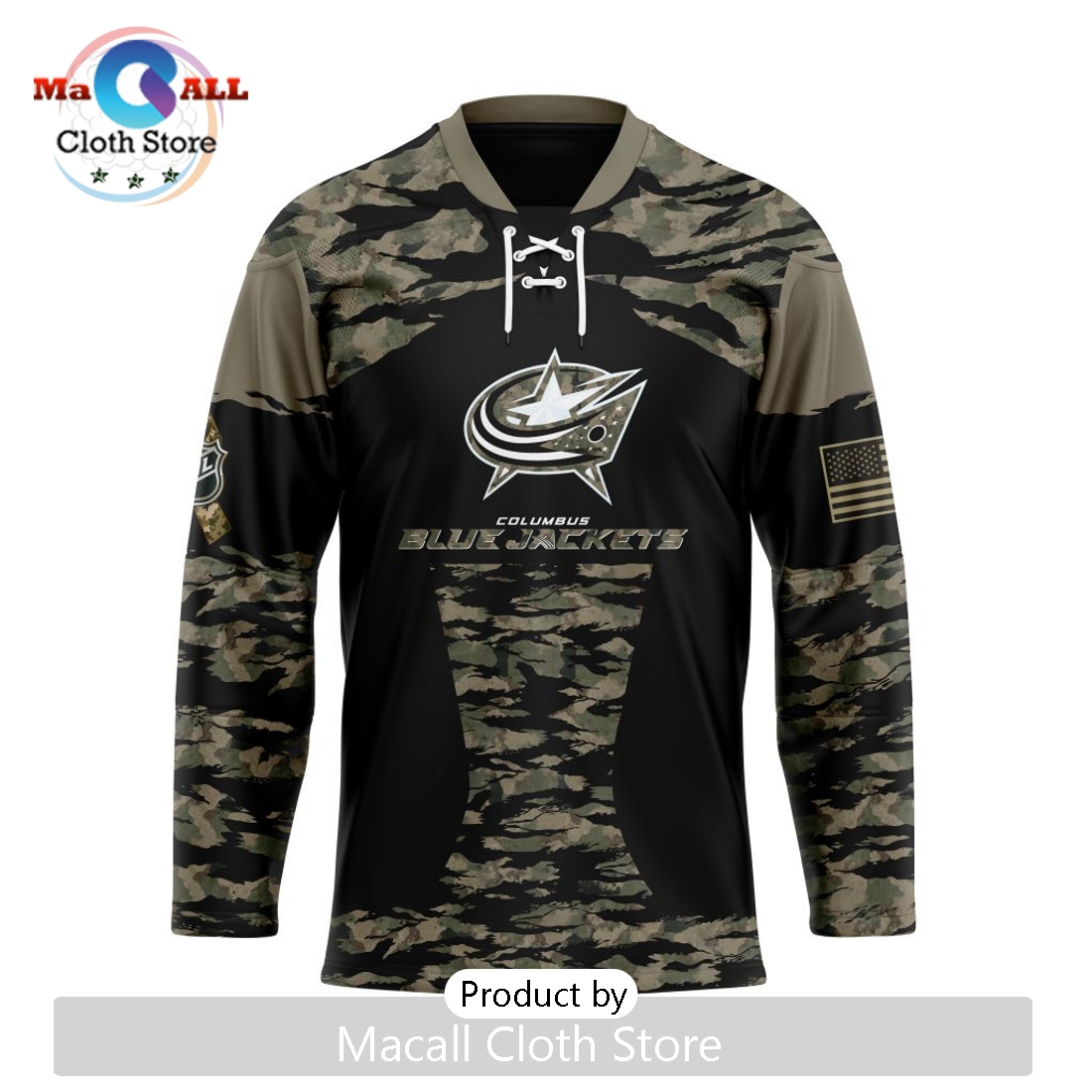 NHL Columbus Blue Jackets Custom Camo Honoring Veterans Hockey Jersey