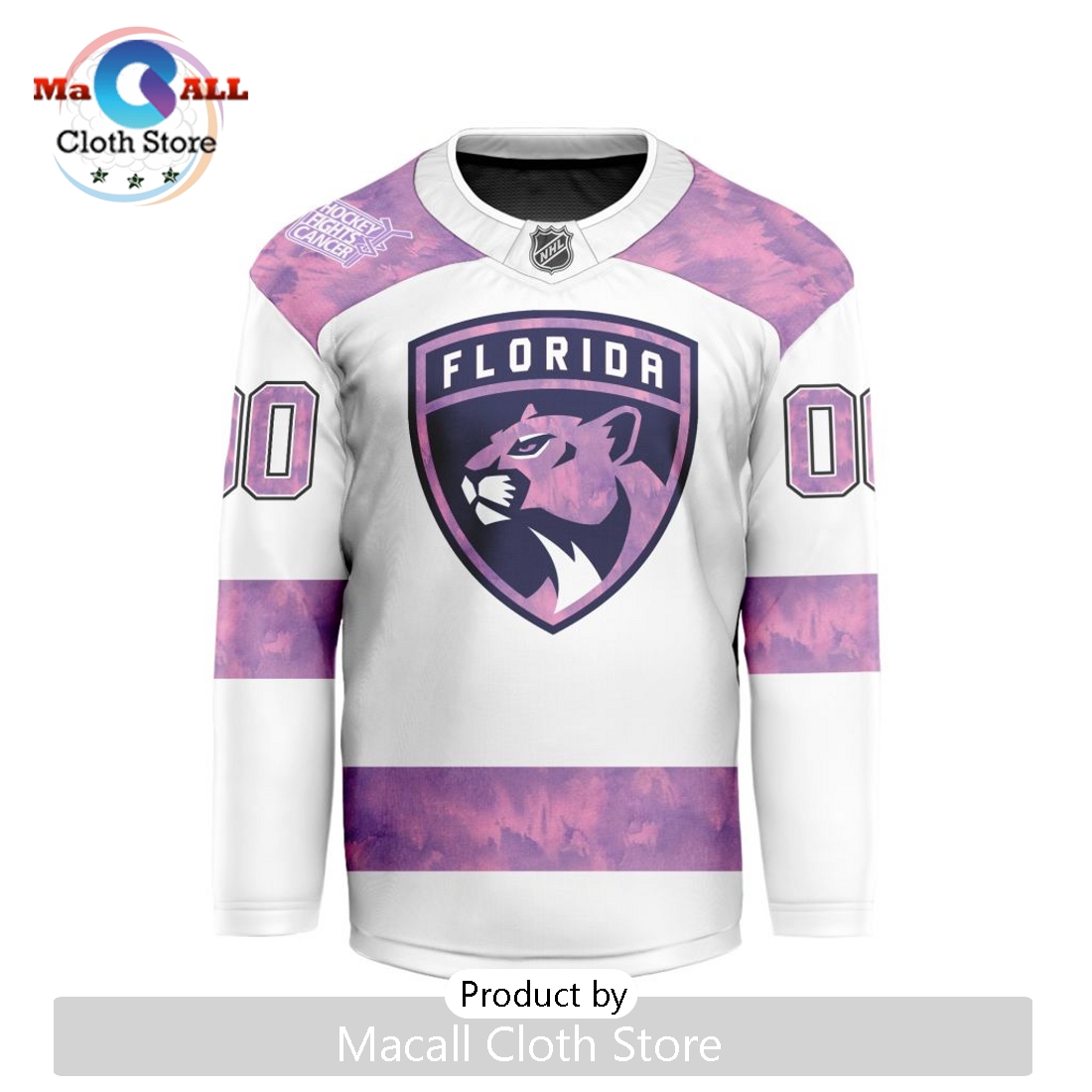 NHL Florida Panthers Custom Hockey Fights Cancer V-shaped Hockey Jersey