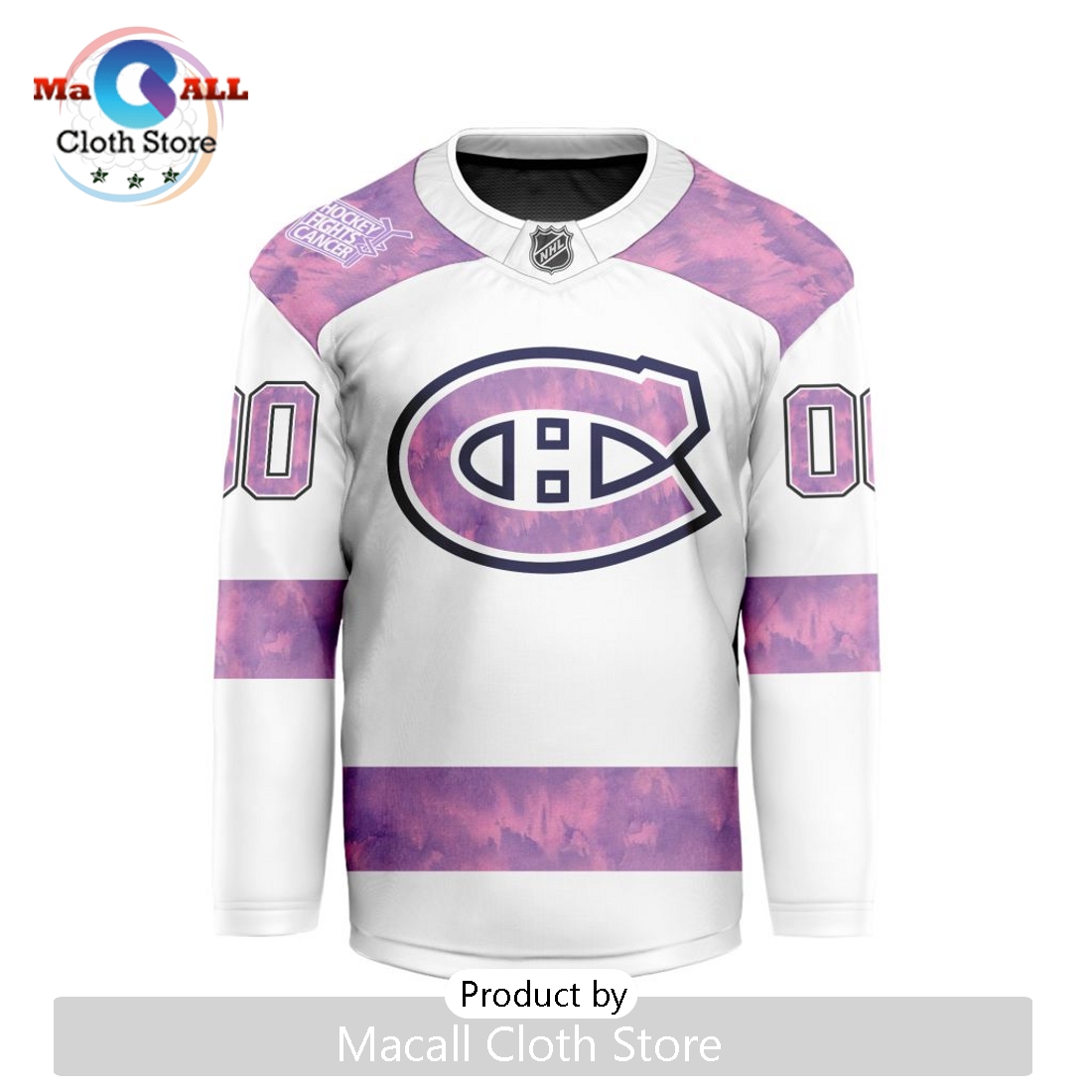 NHL Montreal Canadiens Custom Hockey Fights Cancer V-shaped Hockey Jersey