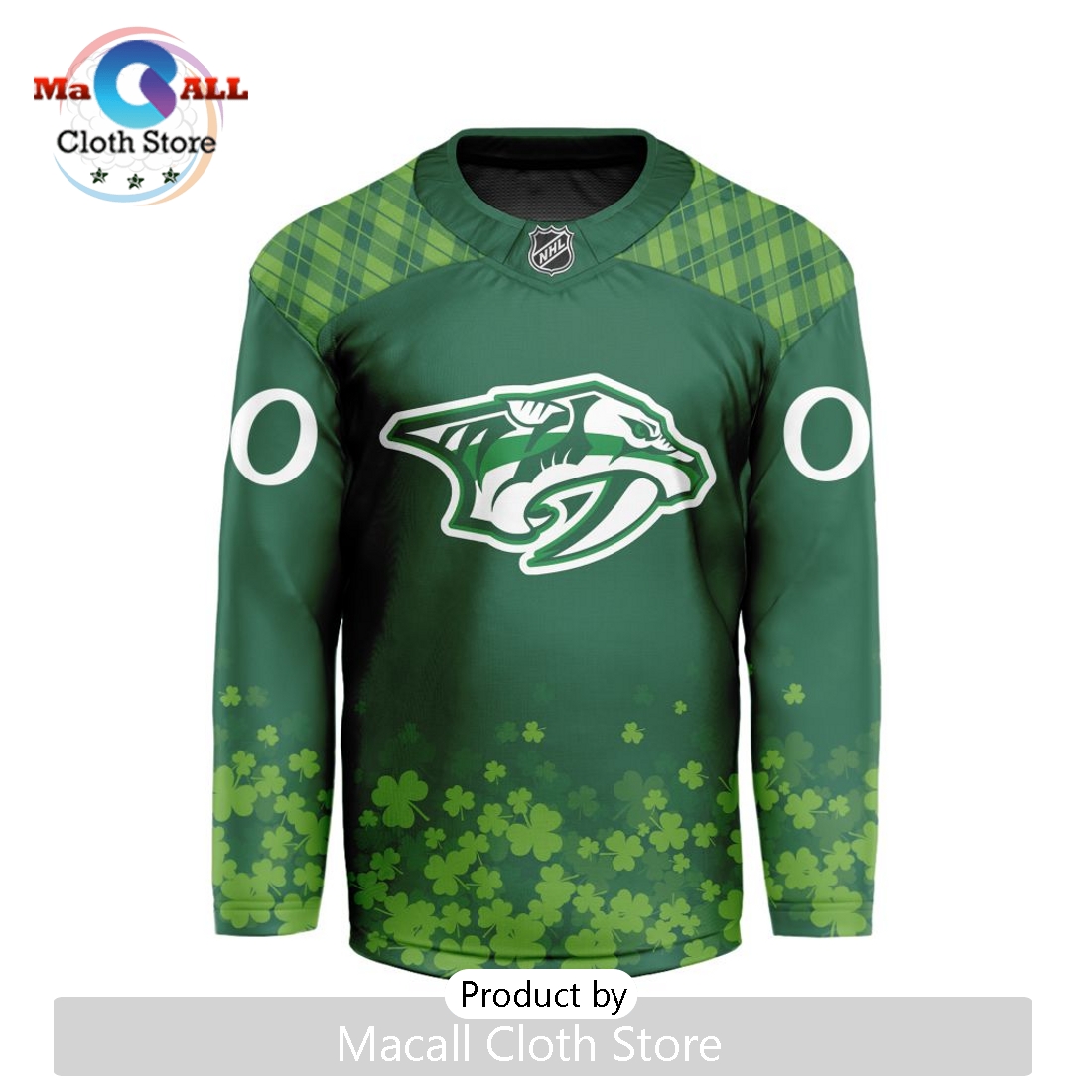 NHL Nashville Predators Limited For St.Patrick’s Day V-shaped Hockey Jersey