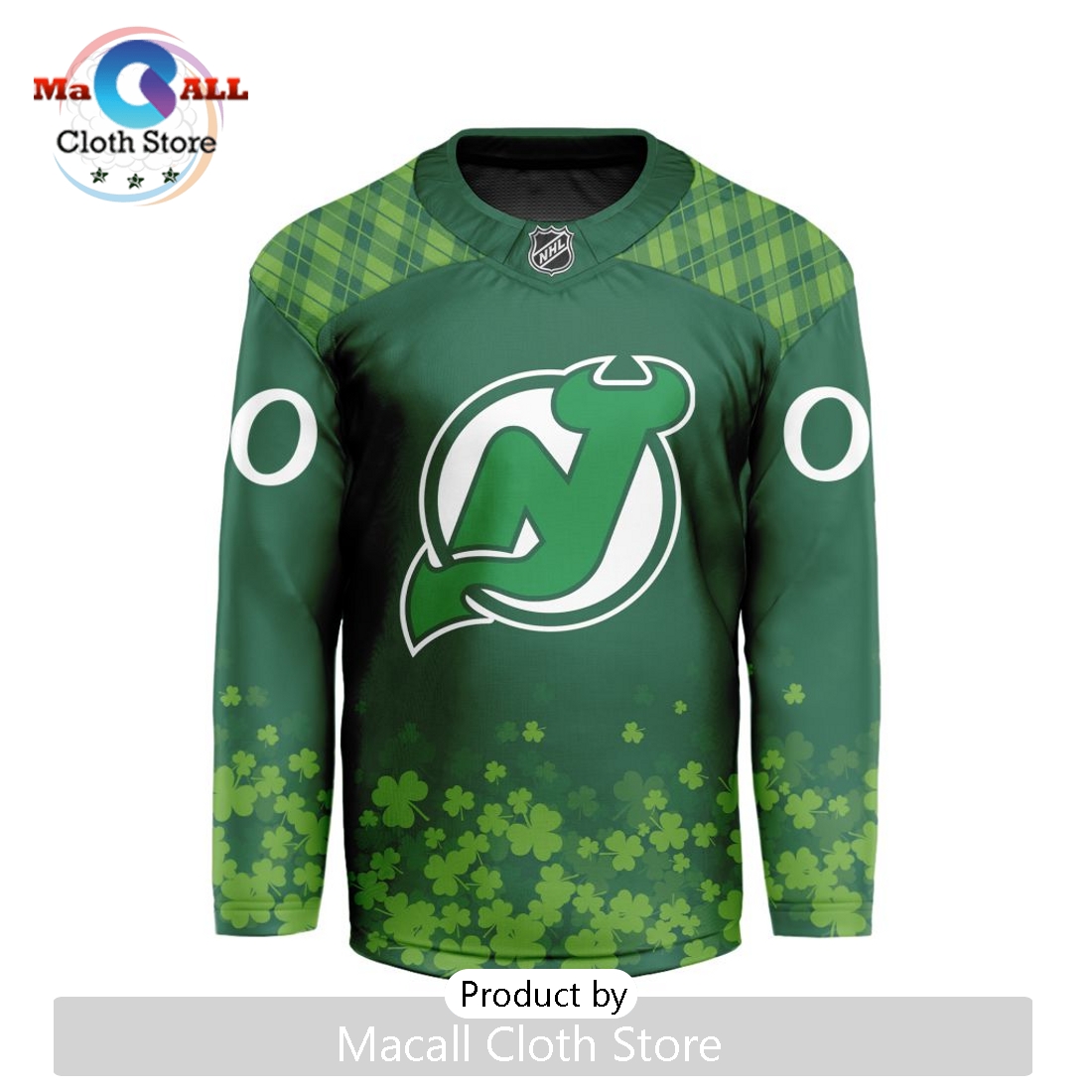NHL New Jersey Devils Limited For St.Patrick’s Day V-shaped Hockey Jersey
