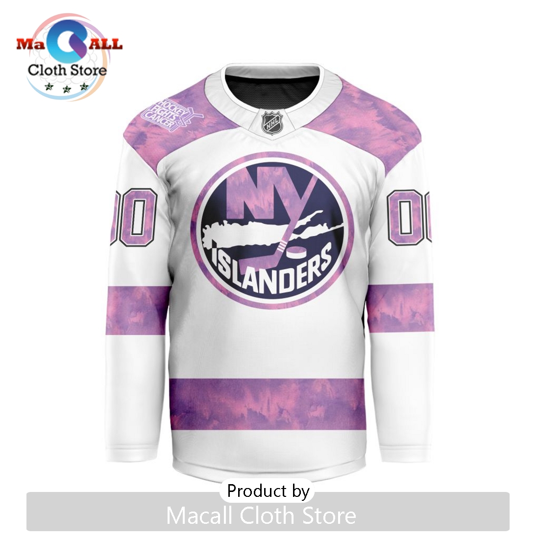 NHL New York Islanders Custom Hockey Fights Cancer V-shaped Hockey Jersey