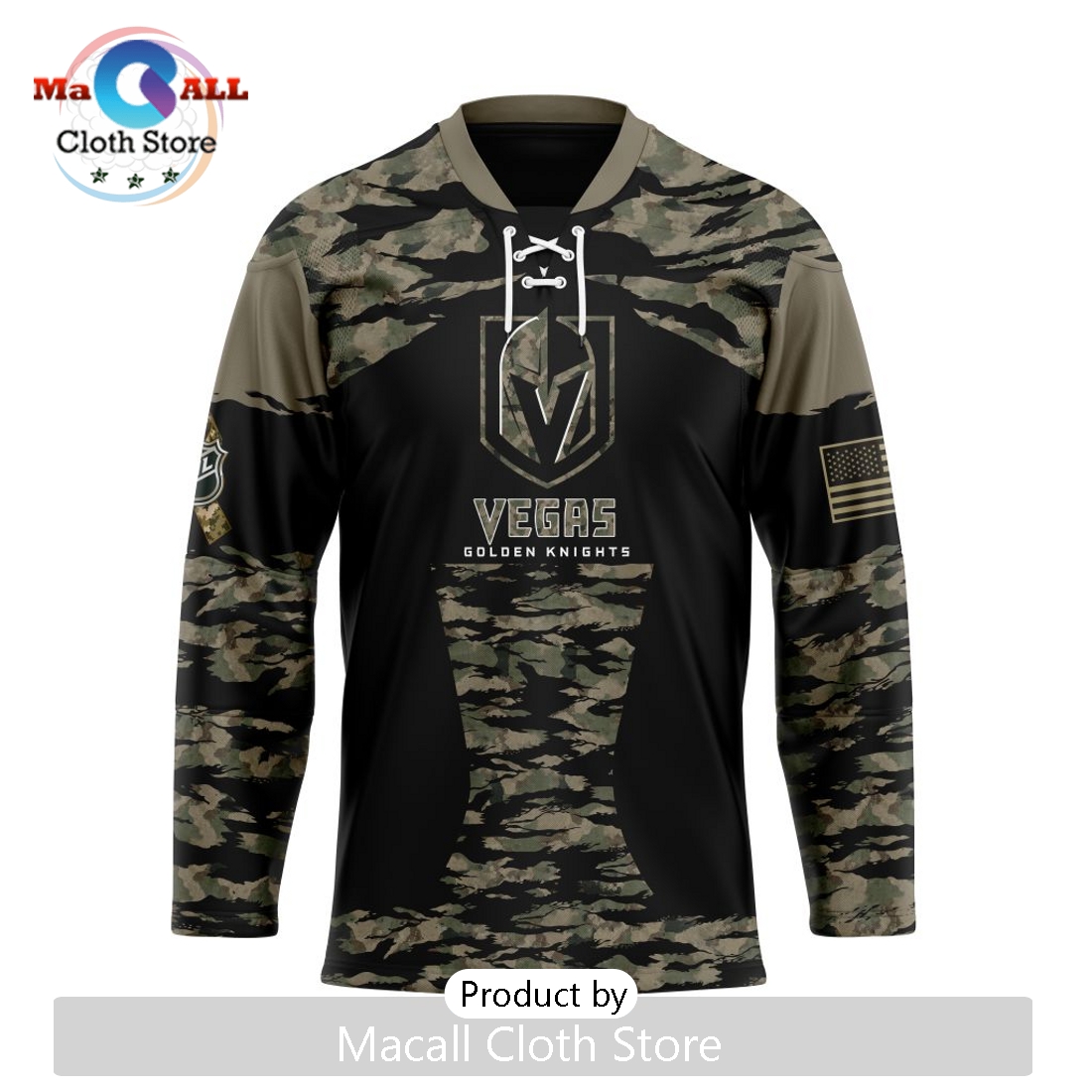 NHL Vegas Golden Knights Custom Camo Honoring Veterans Hockey Jersey