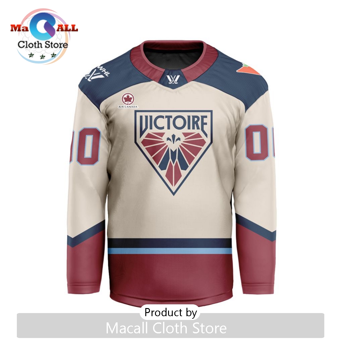 PWHL Montreal Victoire Custom 2024-2025 Away V-shaped Hockey Jersey