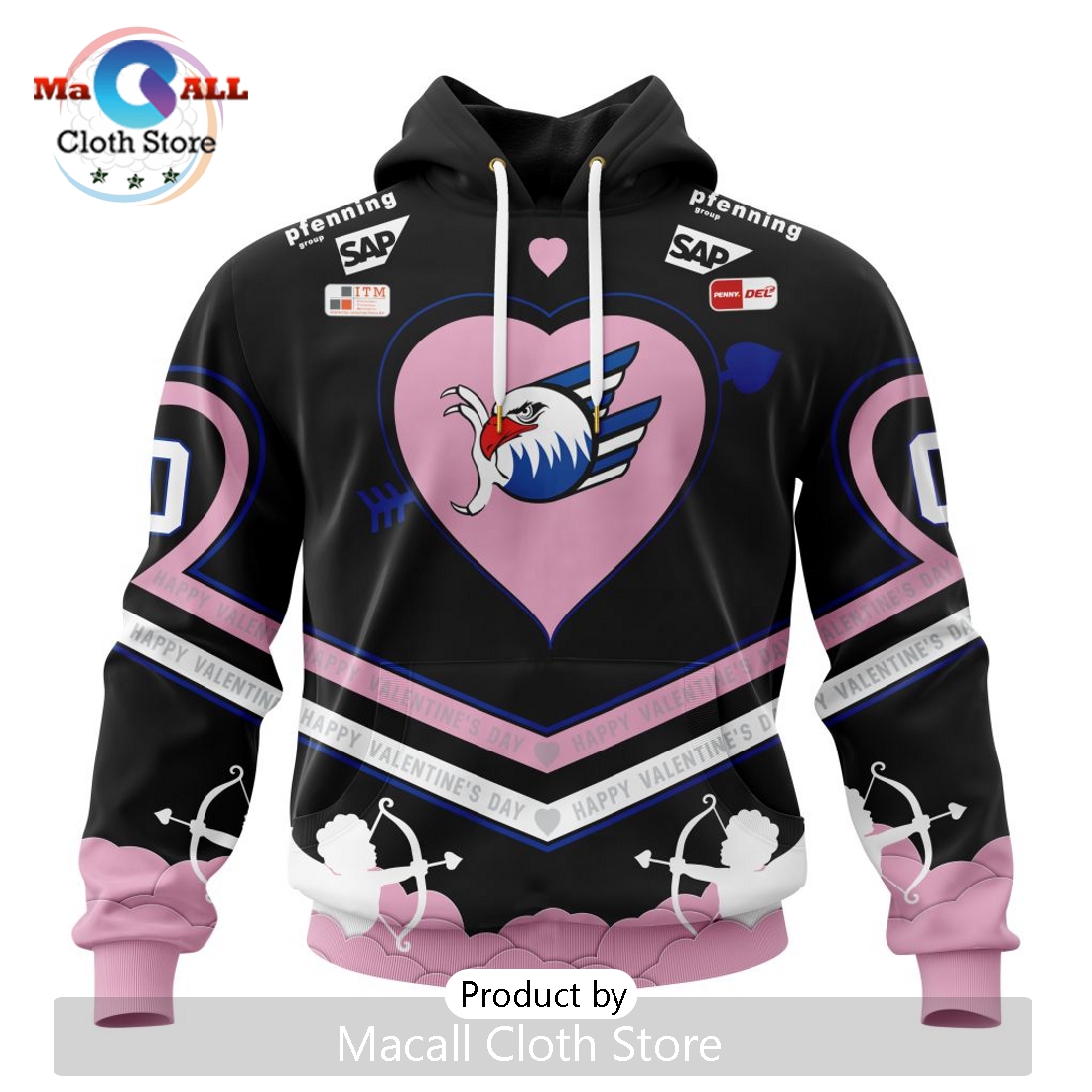 Adler Mannheim Custom Happy Valentine’s Day Hoodie