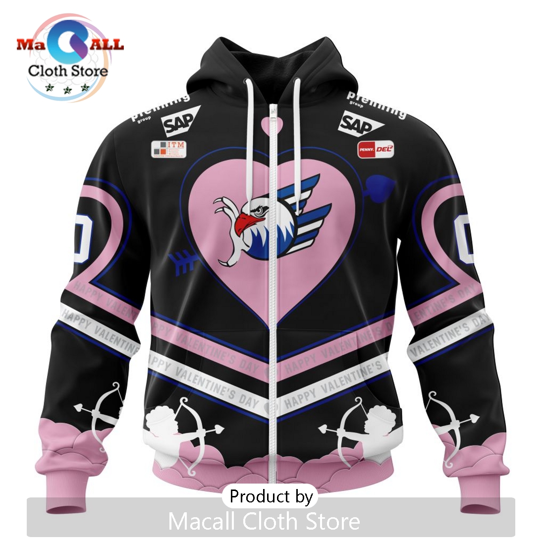 Adler Mannheim Custom Happy Valentine’s Day Hoodie