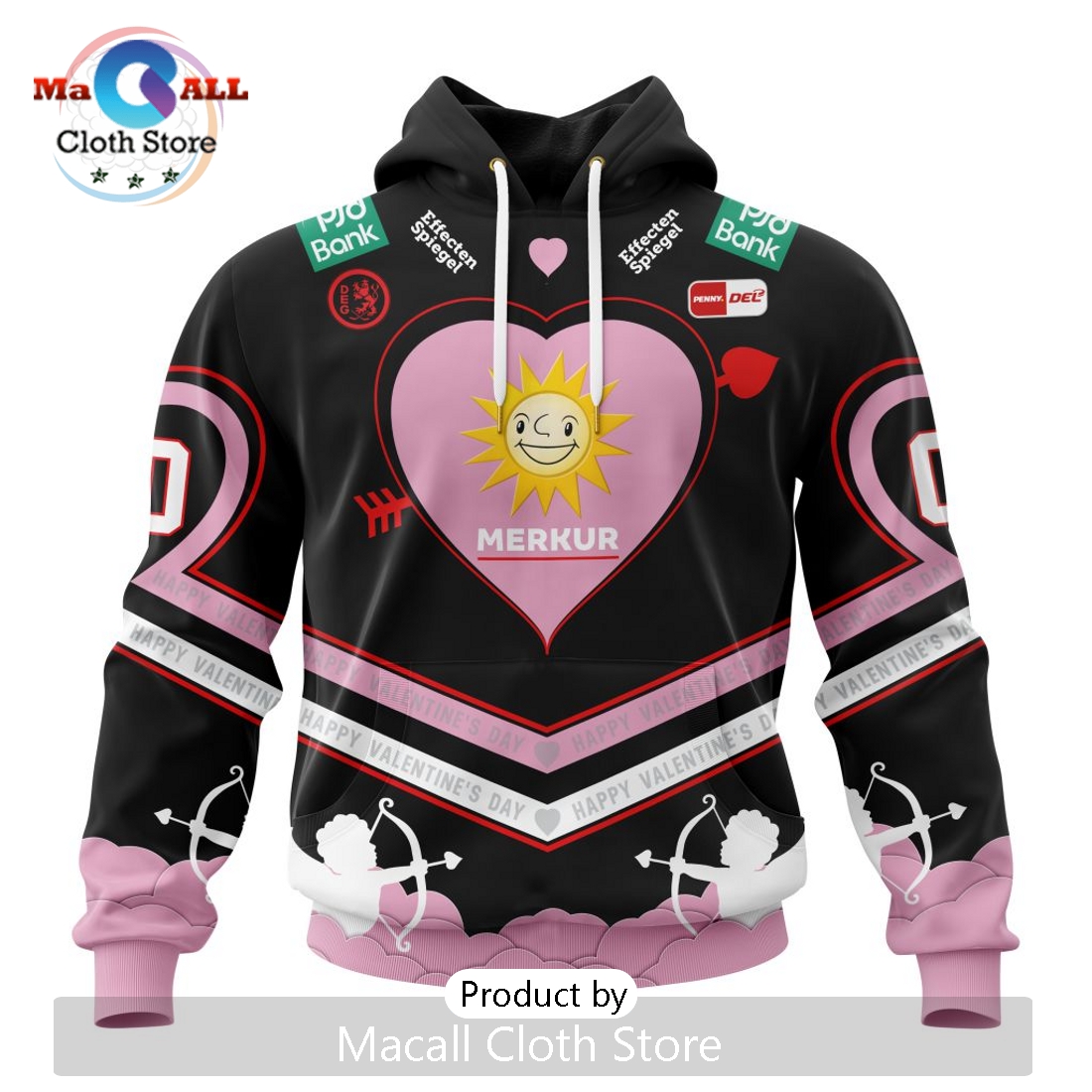 Düsseldorfer EG Custom Happy Valentine's Day Hoodie Düsseldorfer EG Custom Happy Valentine's Day Hoodie