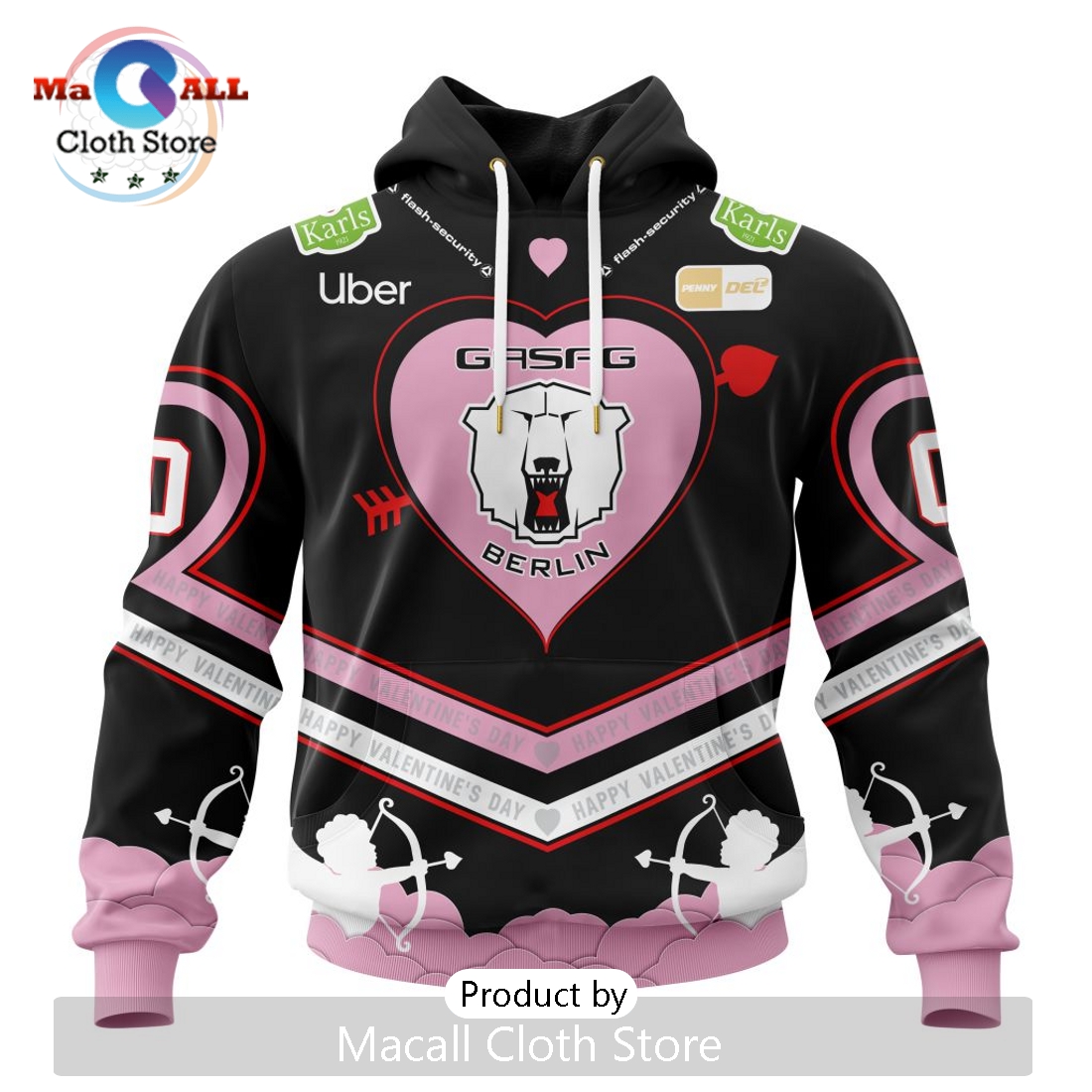 Eisbären Berlin Custom Happy Valentine's Day Hoodie Eisbären Berlin Custom Happy Valentine's Day Hoodie