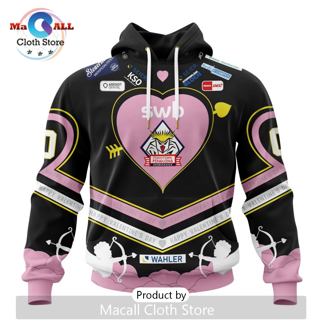 Fischtown Pinguins Custom Happy Valentine's Day Hoodie Fischtown Pinguins Custom Happy Valentine's Day Hoodie