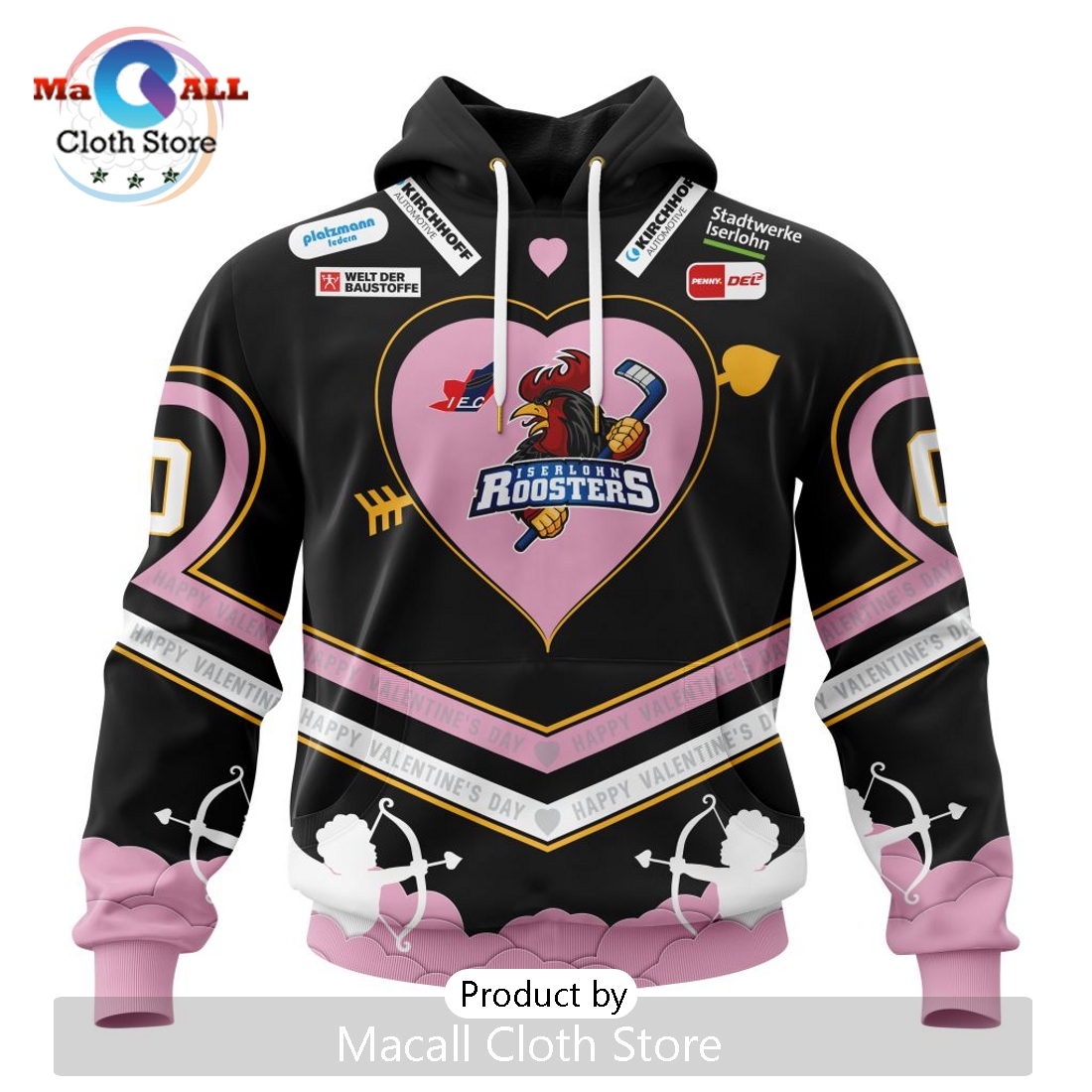Iserlohn Roosters Custom Happy Valentine's Day Hoodie Iserlohn Roosters Custom Happy Valentine's Day Hoodie