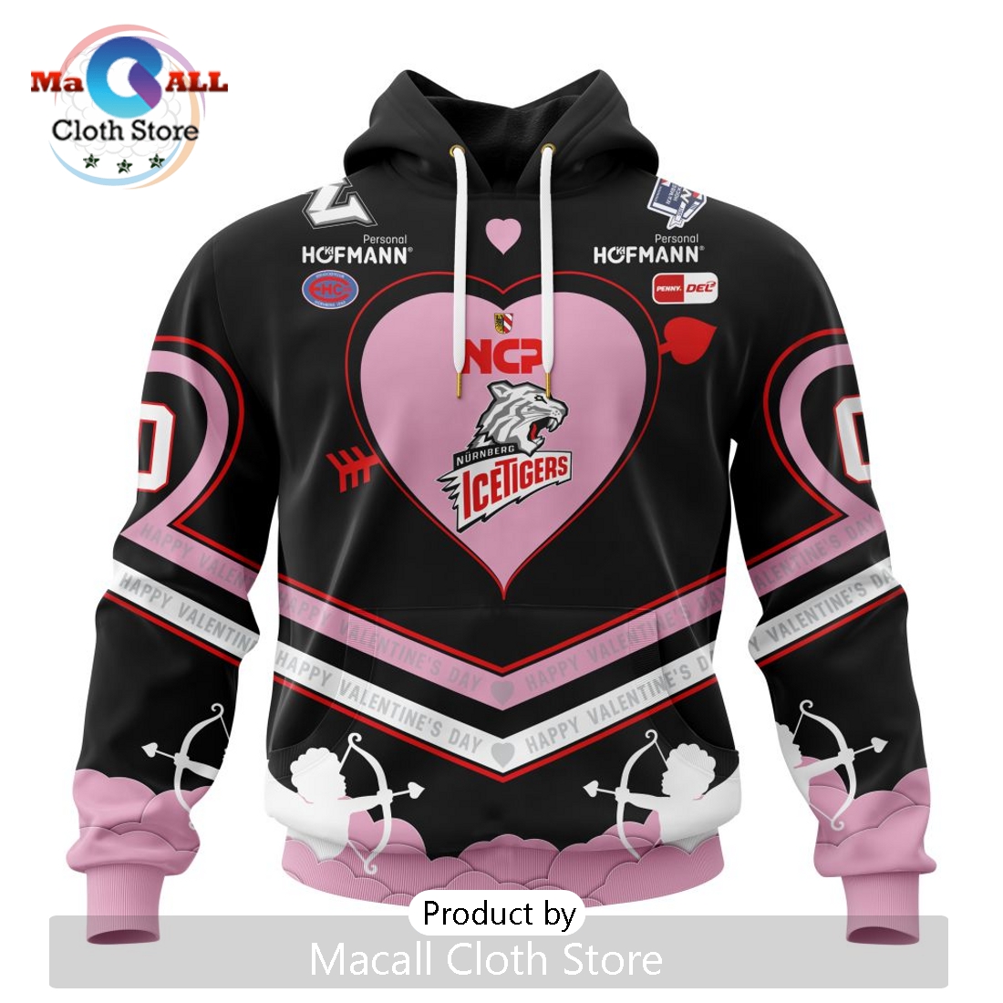 Nürnberg Ice Custom Happy Valentine's Day Hoodie Nürnberg Ice Custom Happy Valentine's Day Hoodie
