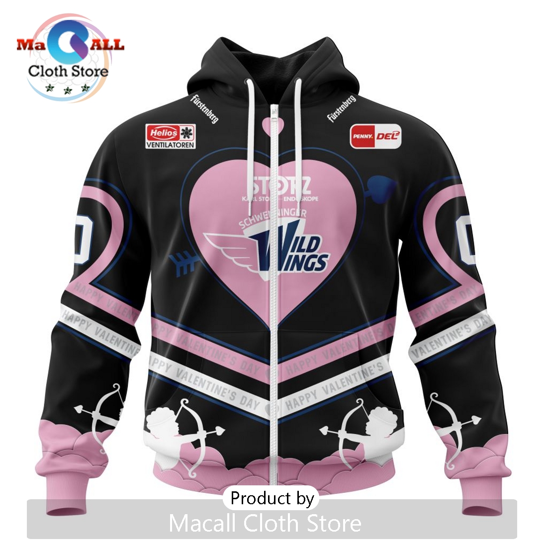 Schwenninger Wild Wings Custom Happy Valentine’s Day Hoodie