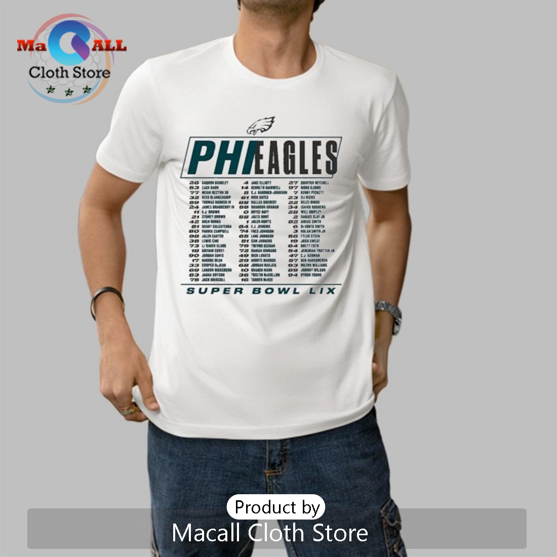 Philadelphia Eagles Roster Super Bowl LIX T-Shirt