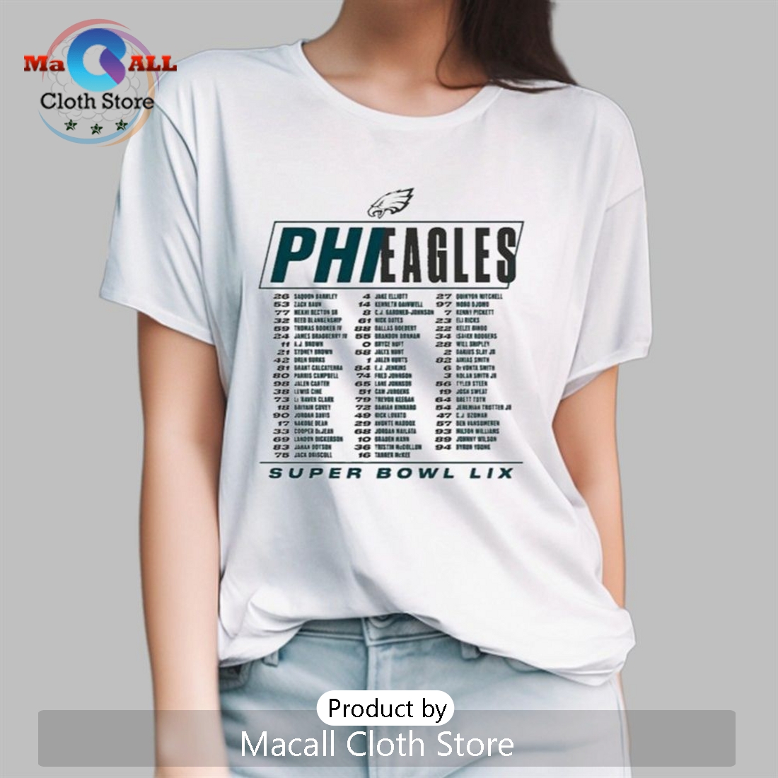 Philadelphia Eagles Roster Super Bowl LIX T-Shirt