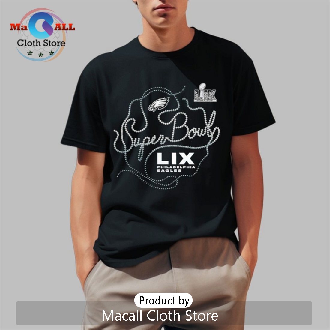 Philadelphia Eagles Studded Stones Super Bowl LIX T-Shirt