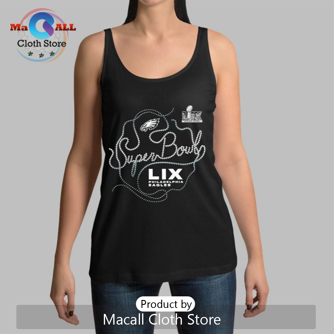 Philadelphia Eagles Studded Stones Super Bowl LIX T-Shirt