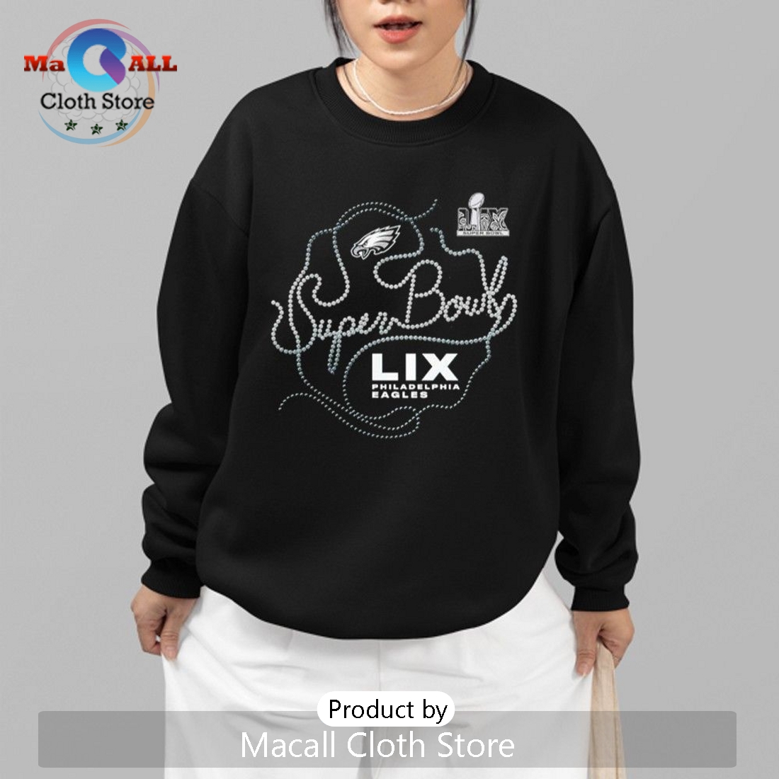 Philadelphia Eagles Studded Stones Super Bowl LIX T-Shirt