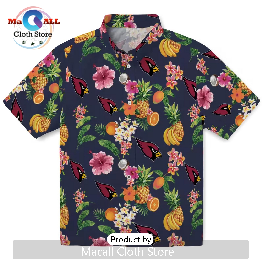 Arizona Cardinals Hibiscus And Fruit Hawaiian Shirt