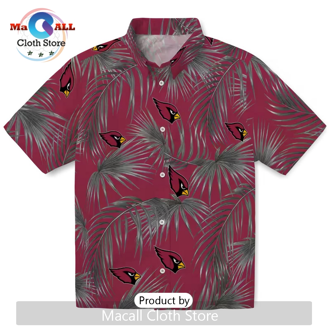 Arizona Cardinals Leafy Palms Hawaiian Shirt