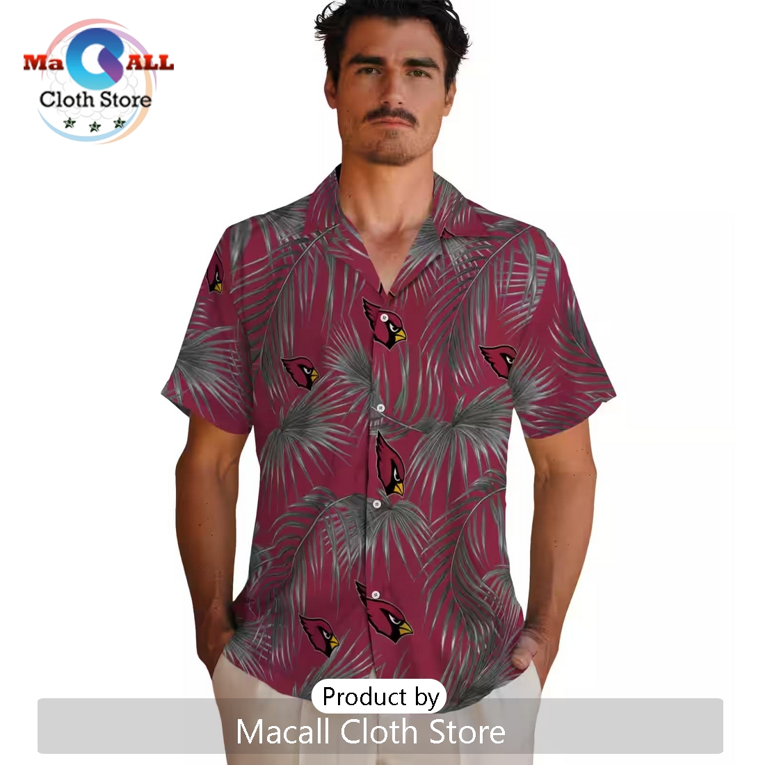 Arizona Cardinals Leafy Palms Hawaiian Shirt