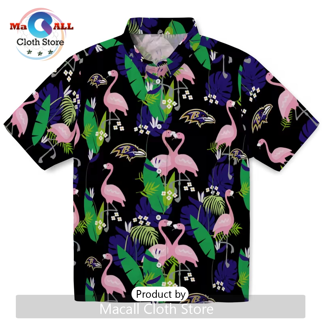 Baltimore Ravens Flamingo Foliage Hawaiian Shirt