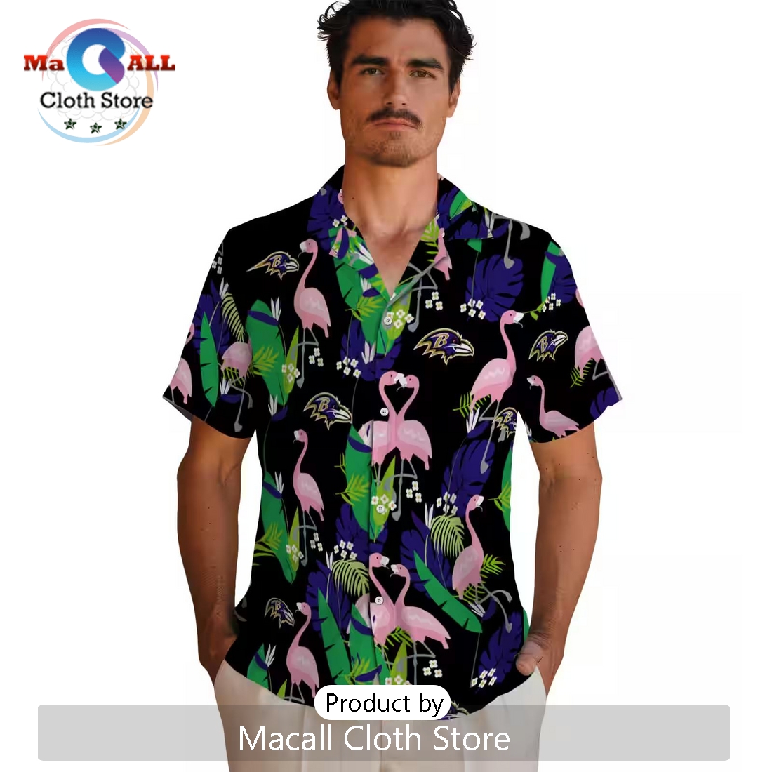 Baltimore Ravens Flamingo Foliage Hawaiian Shirt