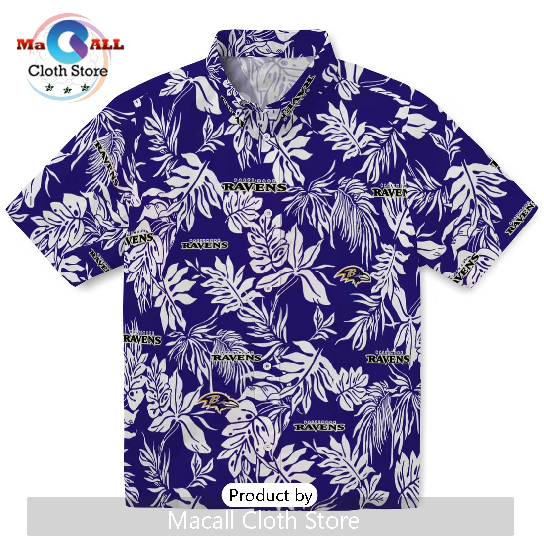 Baltimore Ravens Tropical Leaf Hawaiian Shirt