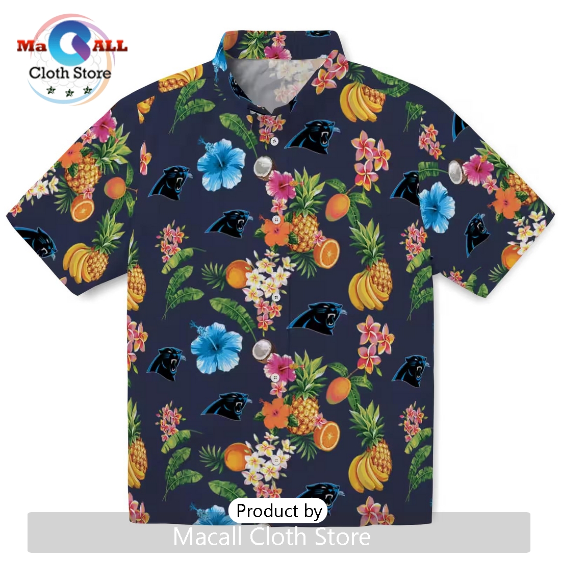 Carolina Panthers Hibiscus And Fruit Hawaiian Shirt