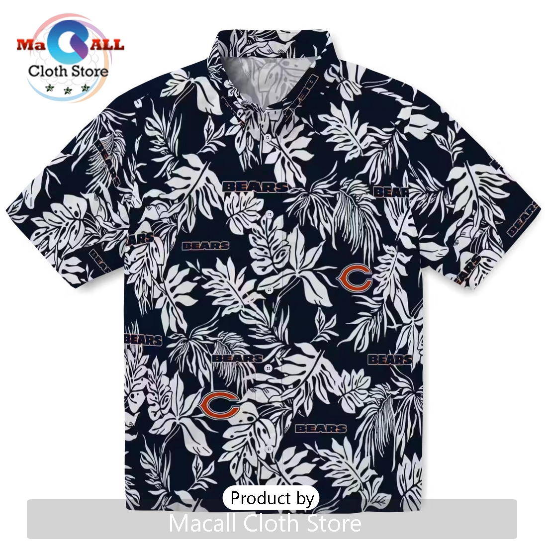 Chicago Bears Tropical Leaf Hawaiian Shirt