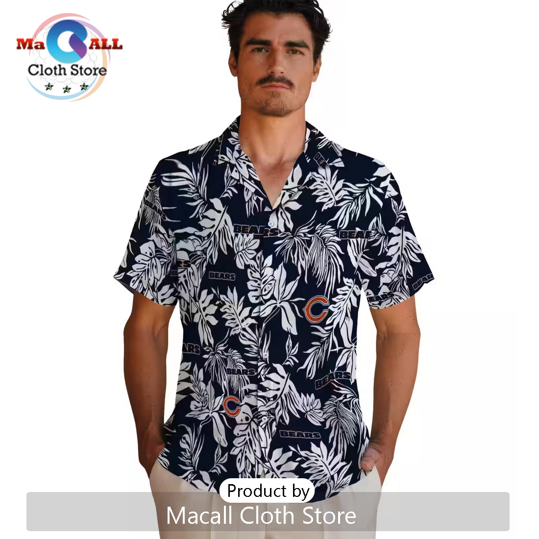 Chicago Bears Tropical Leaf Hawaiian Shirt
