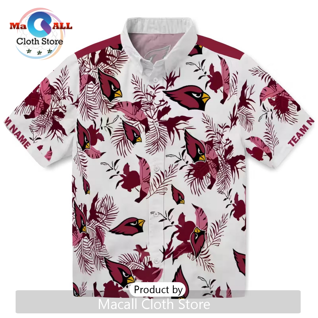 Custom Arizona Cardinals Botanical Theme Hawaiian Shirt