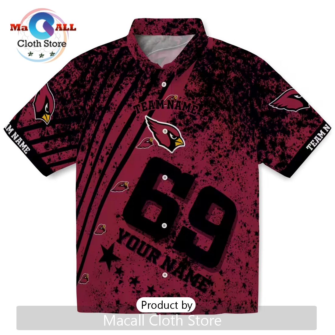 Custom Arizona Cardinals Star Stripes Hawaiian Shirt