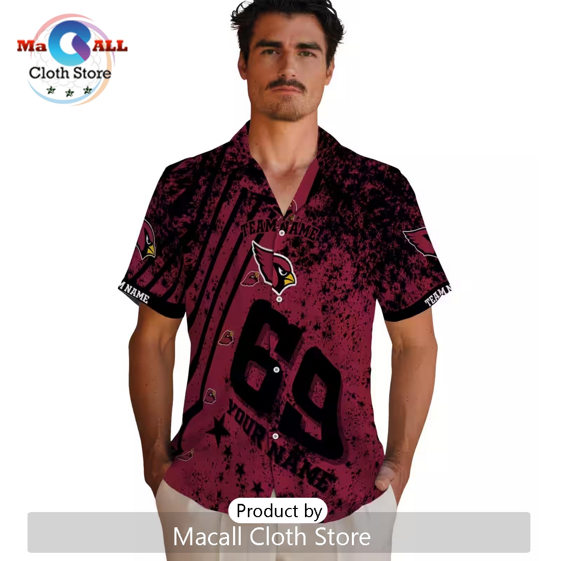 Custom Arizona Cardinals Star Stripes Hawaiian Shirt
