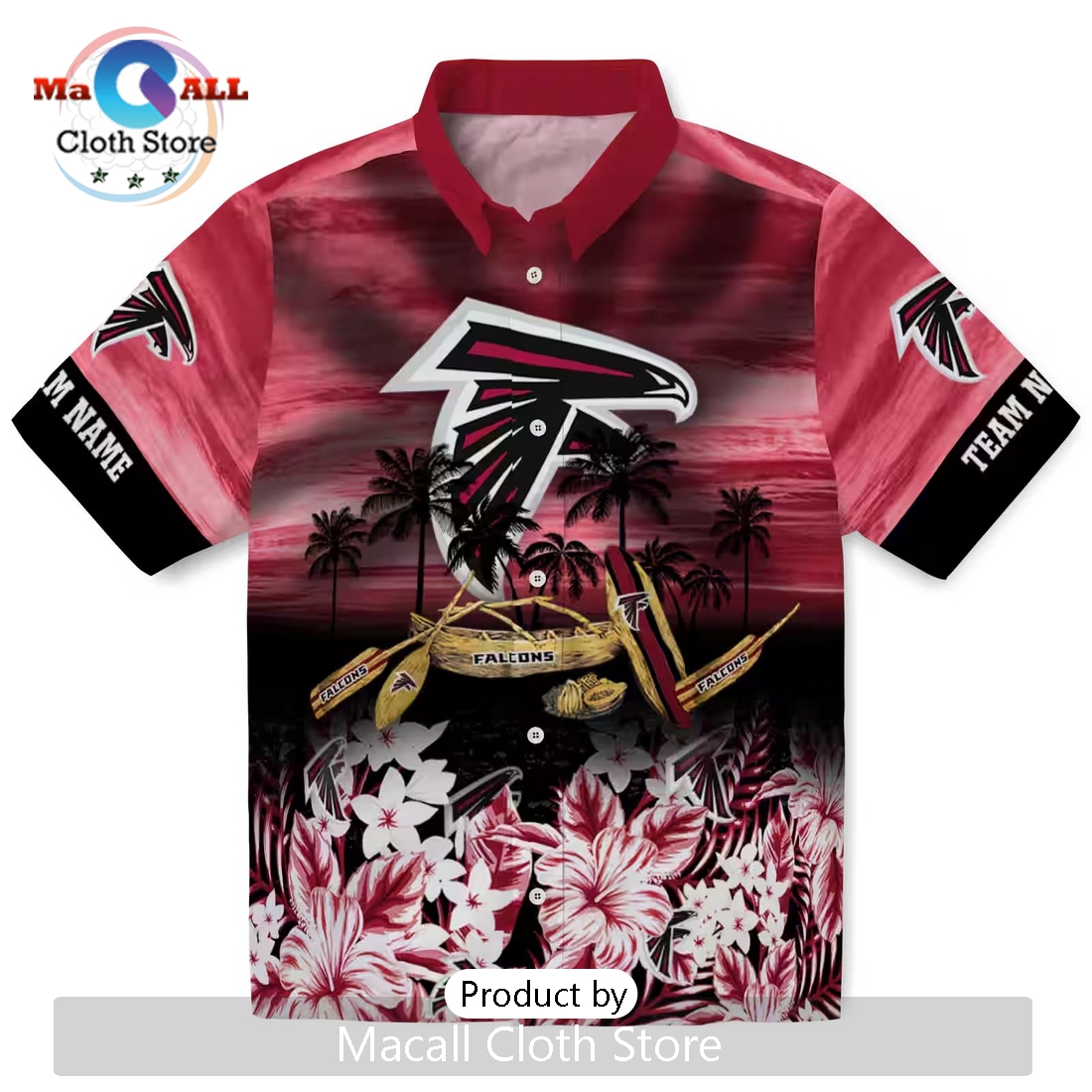Custom Atlanta Falcons Tropical Canoe Hawaiian Shirt