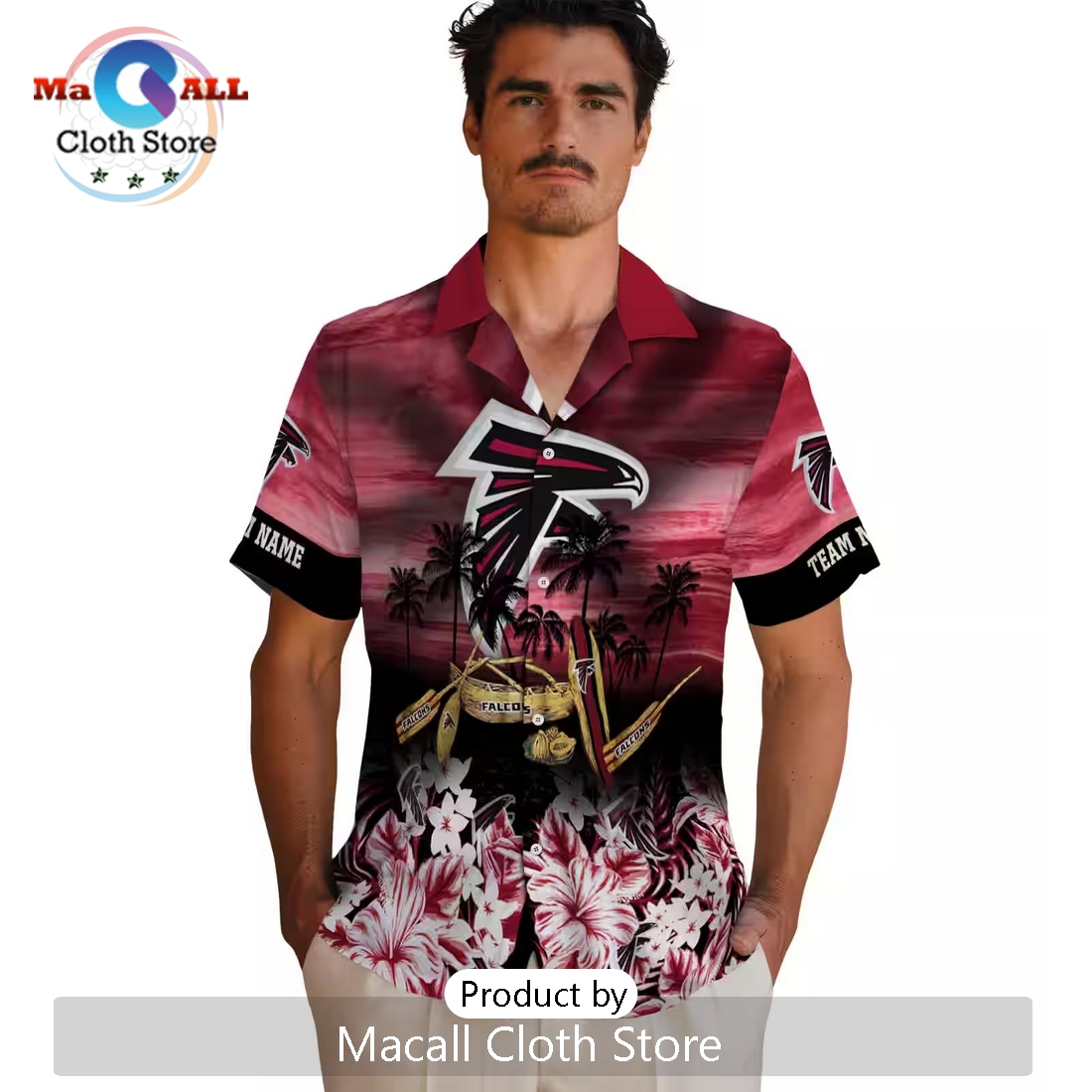 Custom Atlanta Falcons Tropical Canoe Hawaiian Shirt