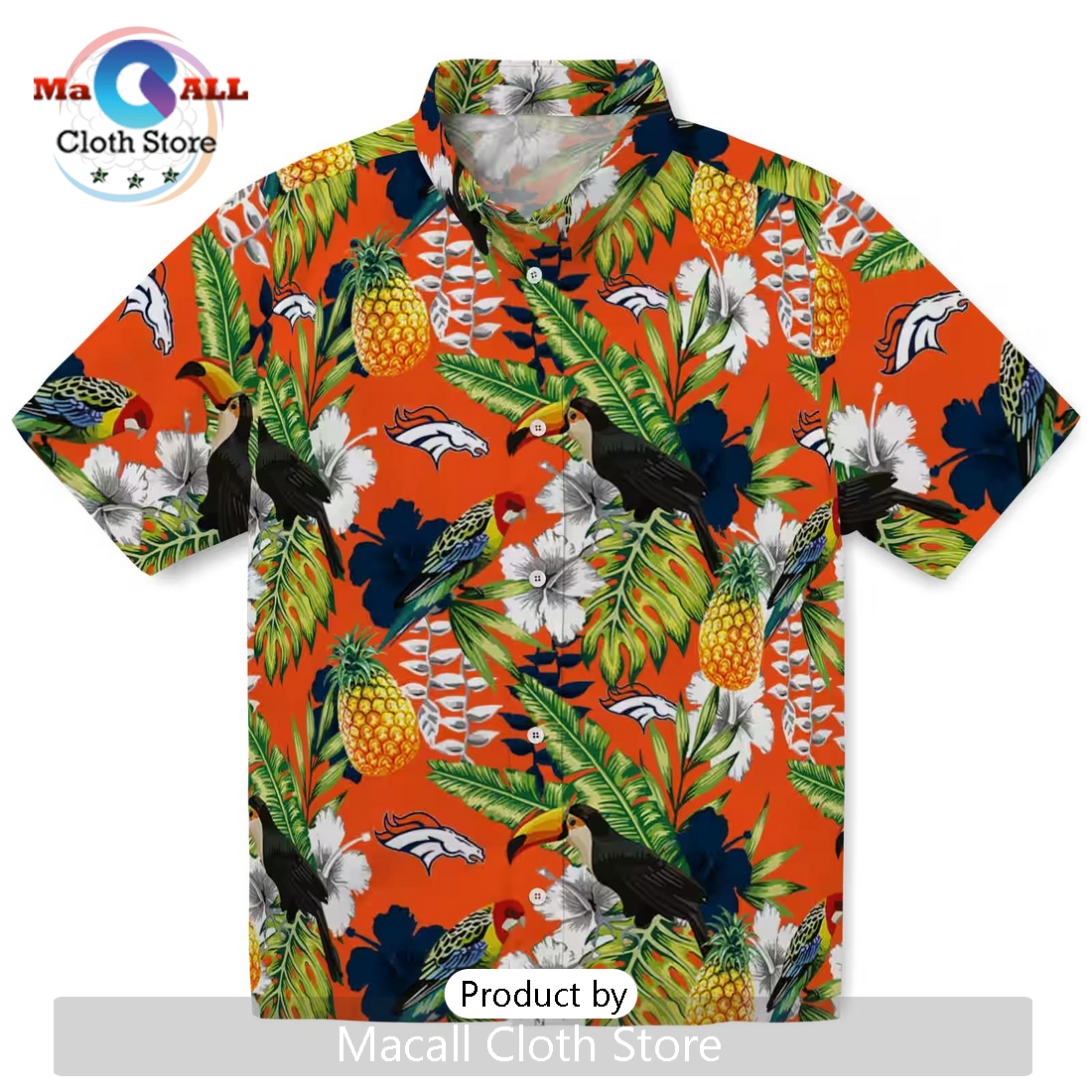 Custom Denver Broncos Tropical Toucan Hawaiian Shirt