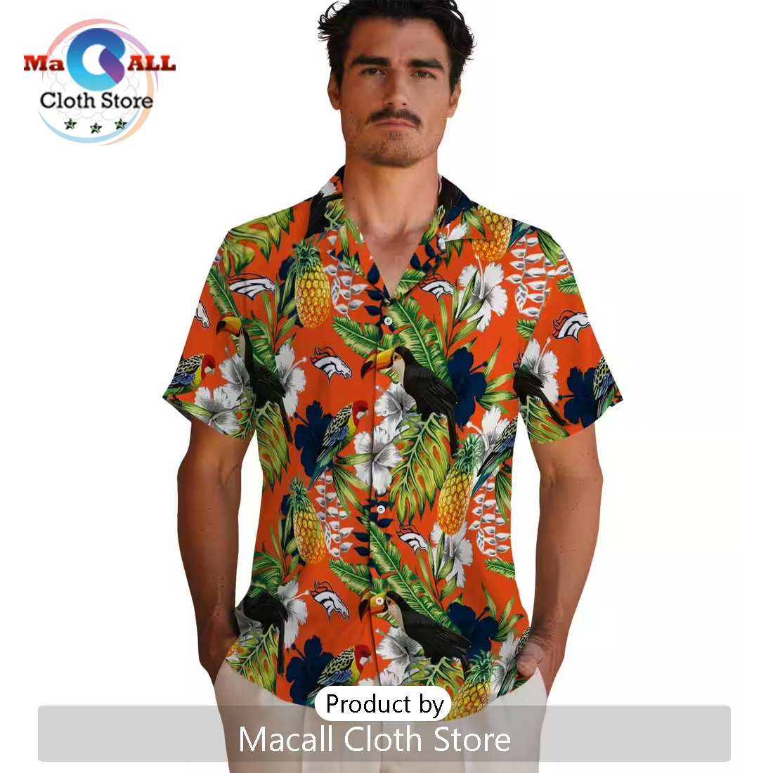 Custom Denver Broncos Tropical Toucan Hawaiian Shirt