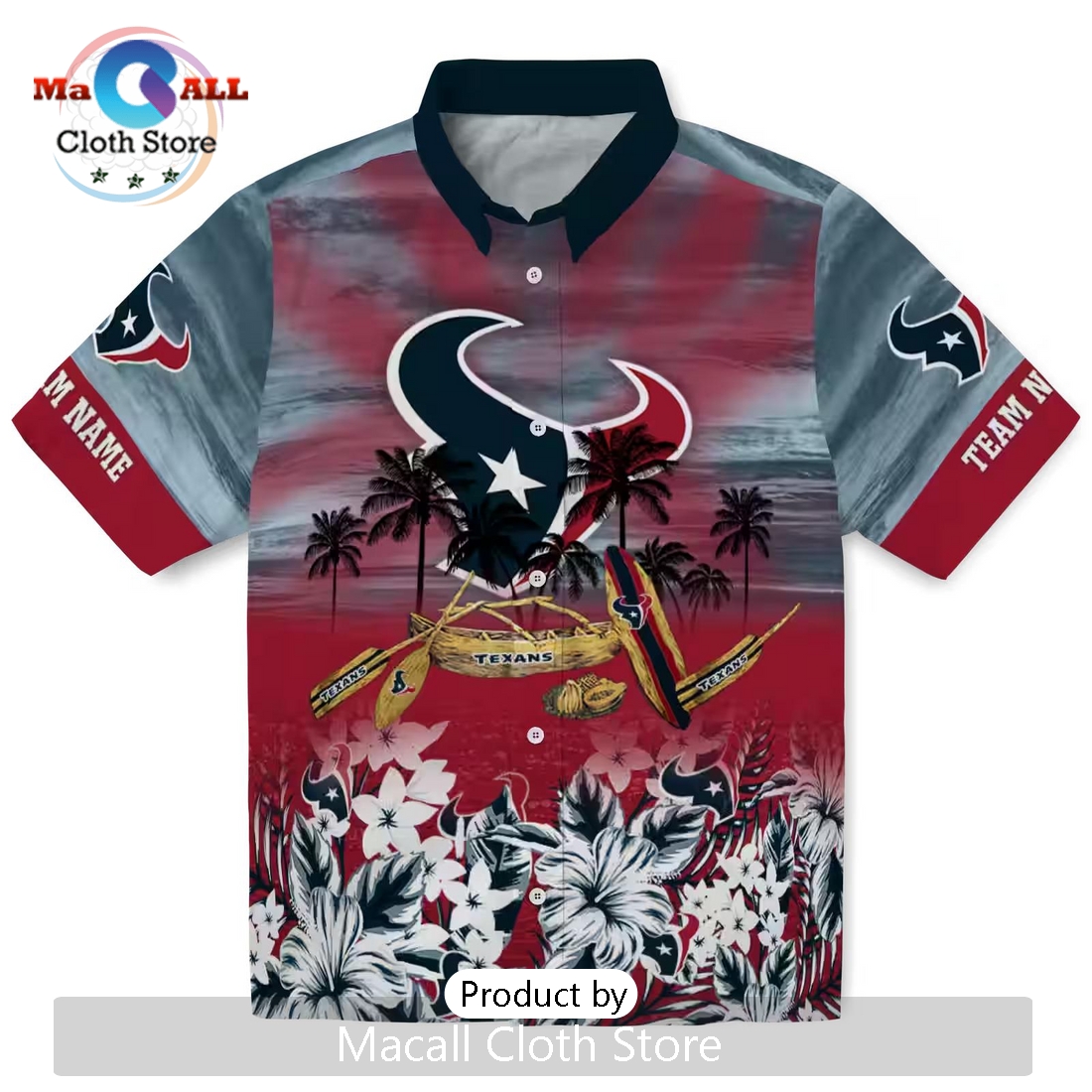 Custom Houston Texans Tropical Canoe Hawaiian Shirt