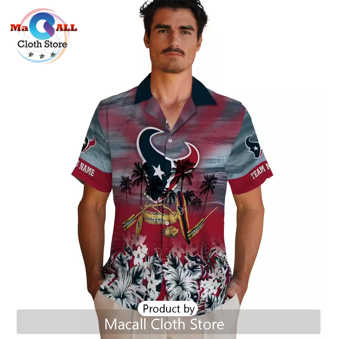 Custom Houston Texans Tropical Canoe Hawaiian Shirt