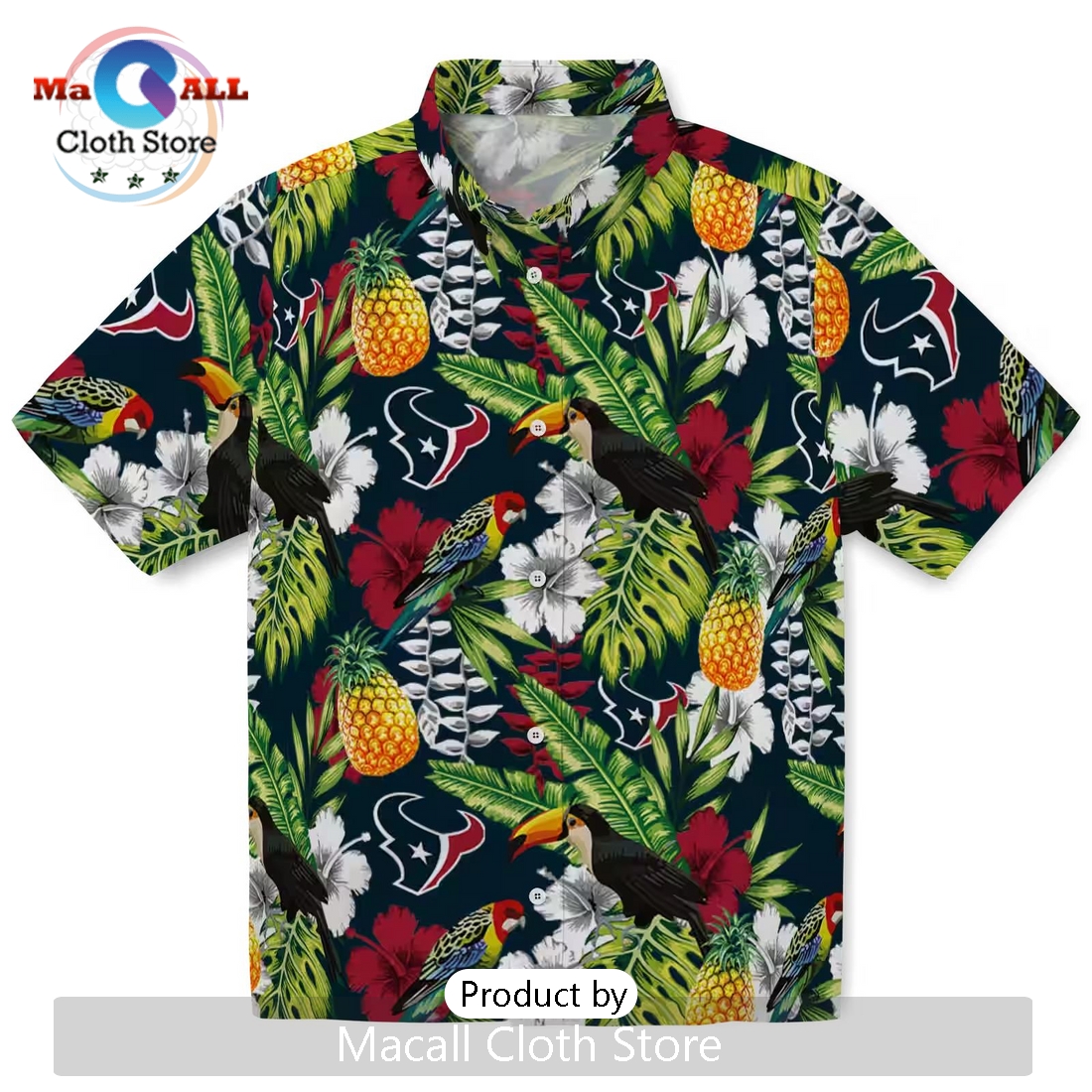 Custom Houston Texans Tropical Toucan Hawaiian Shirt